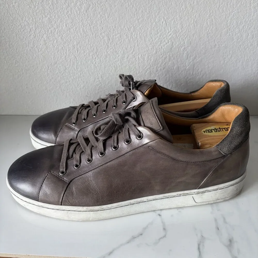 Magnanni Mens Elonso Low Sneaker Size 15 M Brown Leather Casual Shoe Museum Calf